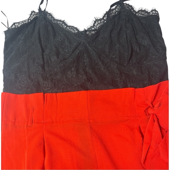 NWTO Orange and Black Jumpsuit with Paper Bag Waist and Tapered Ankle - Picture 4 of 8